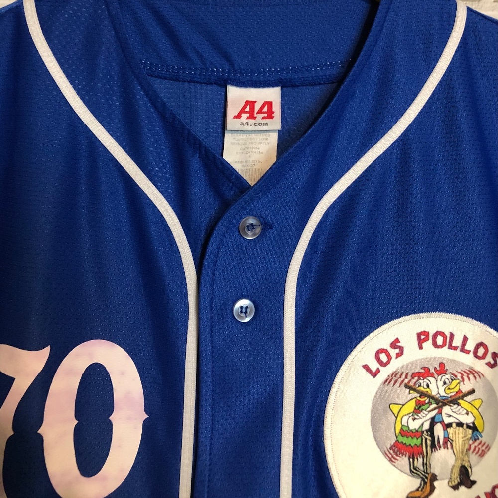 Los Pollos Hermanos Homerunos #70 Waterboy Breaking Bad Blue Baseball Jersey S - Picture 8 of 9